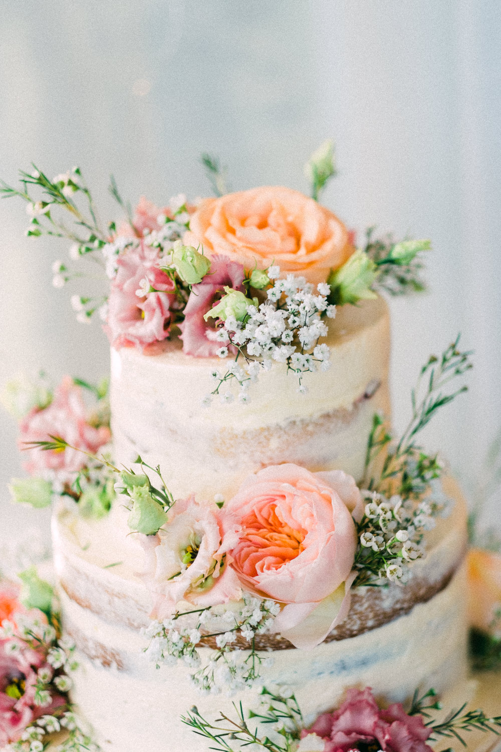 Semi Naked Buttercream Cake Flowers Floral Utopia Broughton Hall Wedding Christopher Thomas Photography