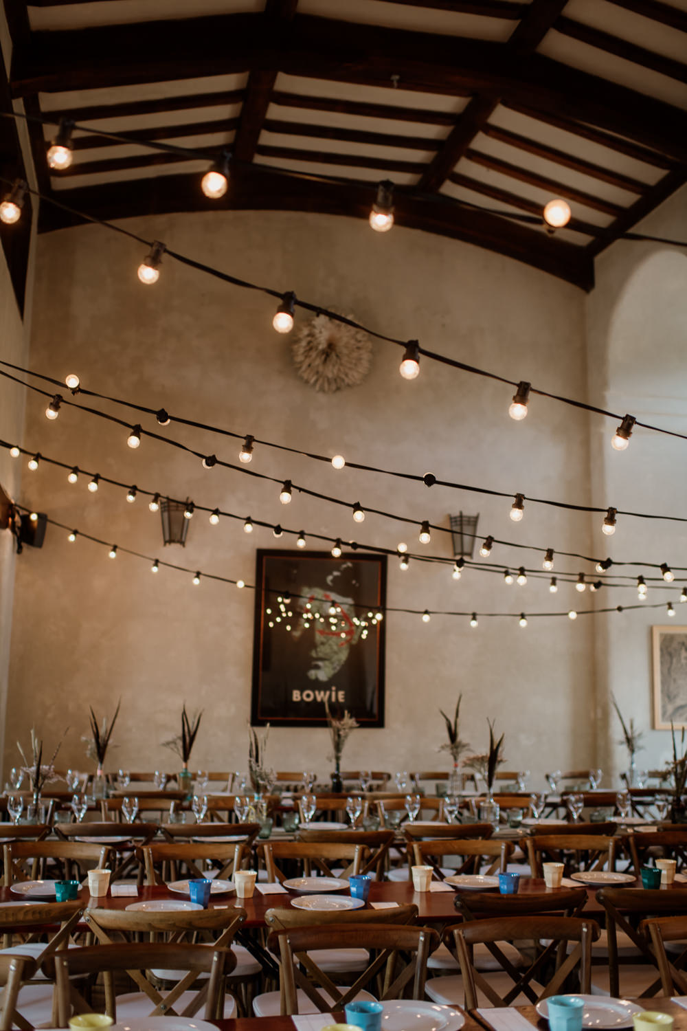 Festoon Lights Long Tables Decor Eco Friendly Sustainable Voewood Wedding Ellie Gillard Photography