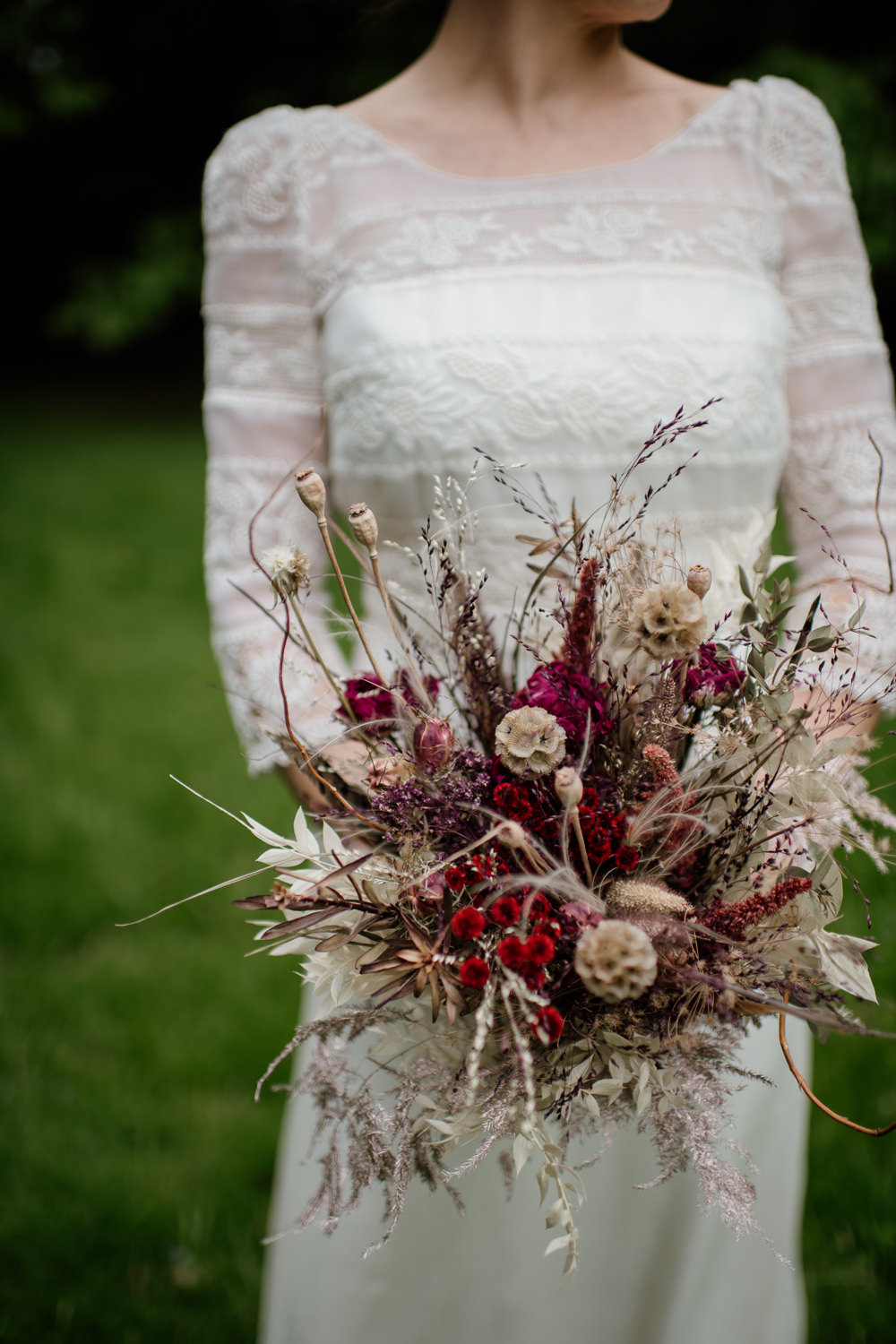 Bouquet Flowers Bride Bridal Dried Flowers Seed Heads Grasses Voewood Wedding Ellie Gillard Photography