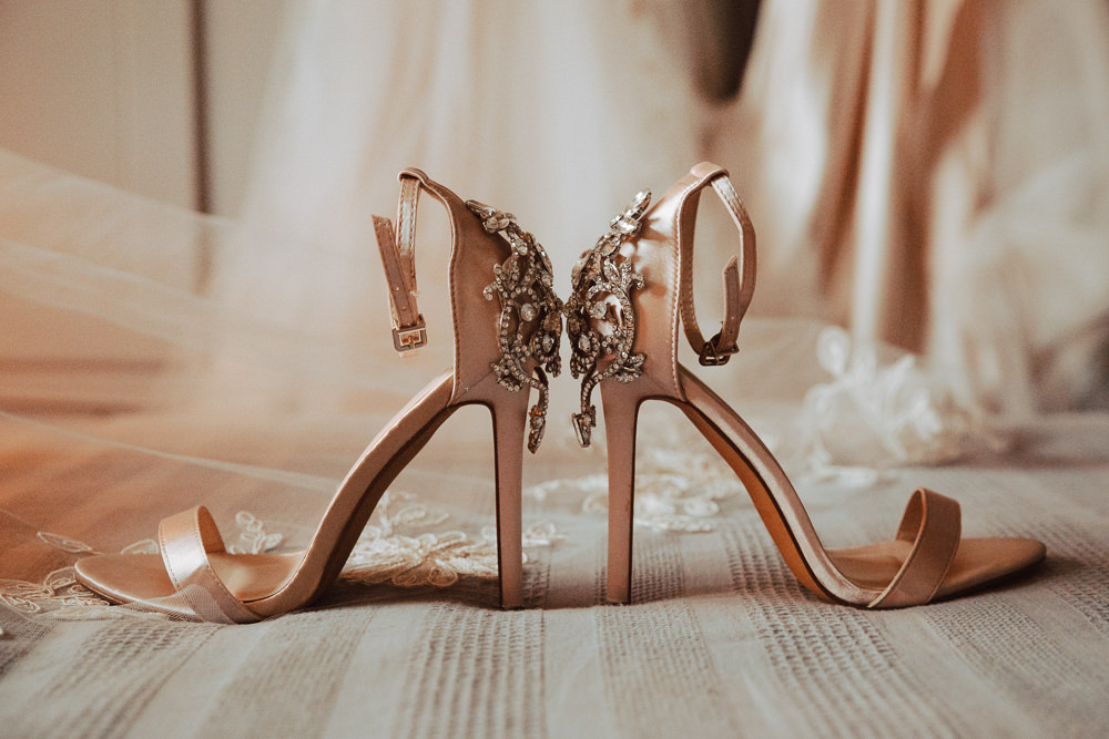 Bride Bridal Shoes Pink Blush Willingale Village Hall Wedding Photographer Liam Gillan