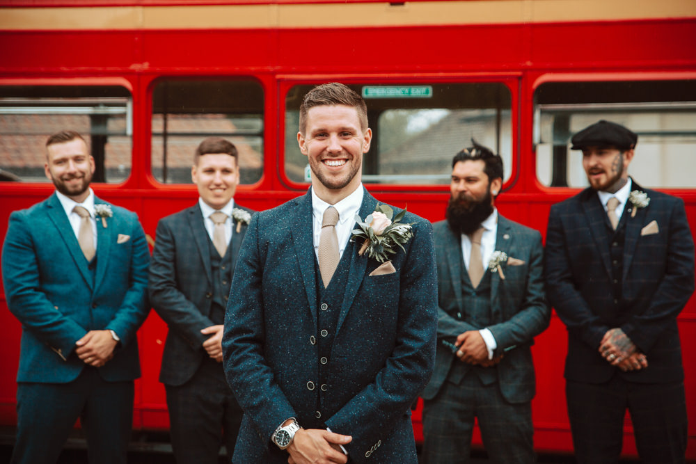Three Piece Suit Tweed Groom Groomsmen Willingale Village Hall Wedding Photographer Liam Gillan