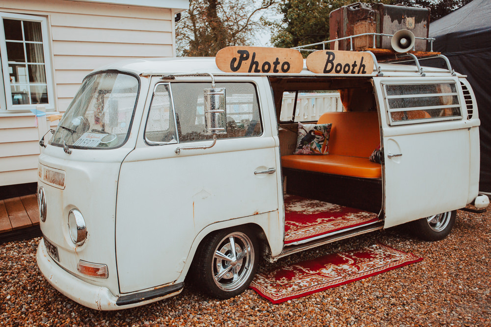VW Camper Van Photo Booth Willingale Village Hall Wedding Photographer Liam Gillan