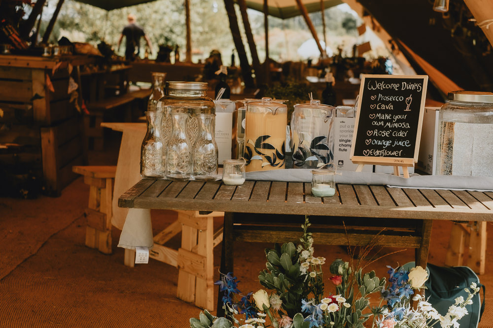 Drinks Pimp Your Prosecco Kilner Dispenser Tipi Woodland Tipi Wedding Caroline Goosey Photography