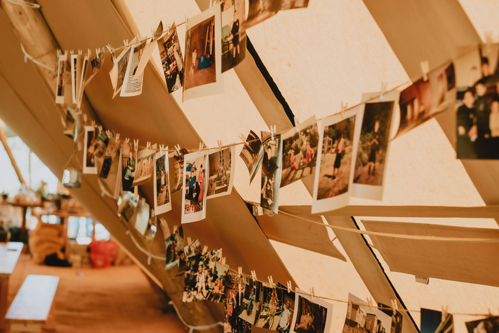 Polaroid Photograph Peg Twine Woodland Tipi Wedding Caroline Goosey Photography