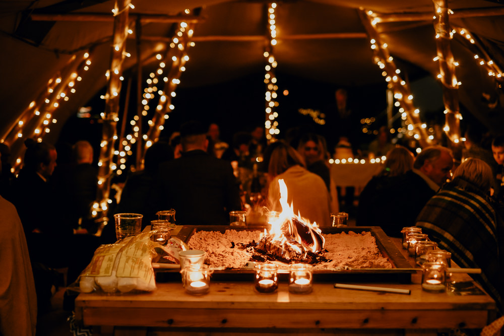 Tipi Fire Pit Woodland Tipi Wedding Caroline Goosey Photography