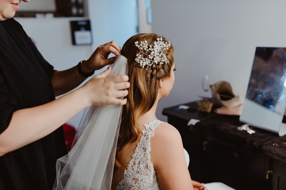Bride Bridal Hair Style Up Do Accessory Veil 92 Burton Road Wedding Stevie Jay Photography