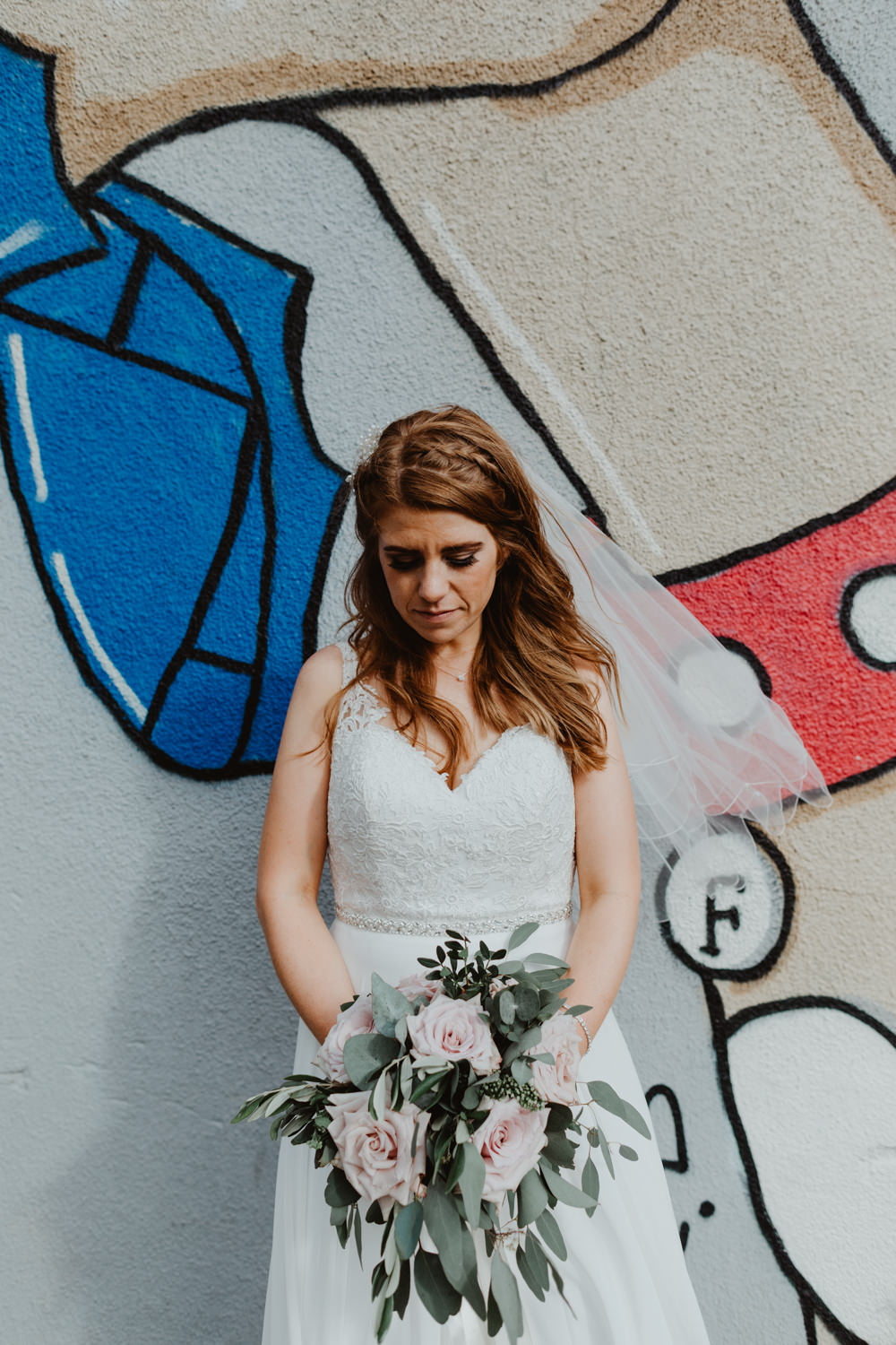 Dress Gown Bride Bridal Lace Straps Train Veil 92 Burton Road Wedding Stevie Jay Photography