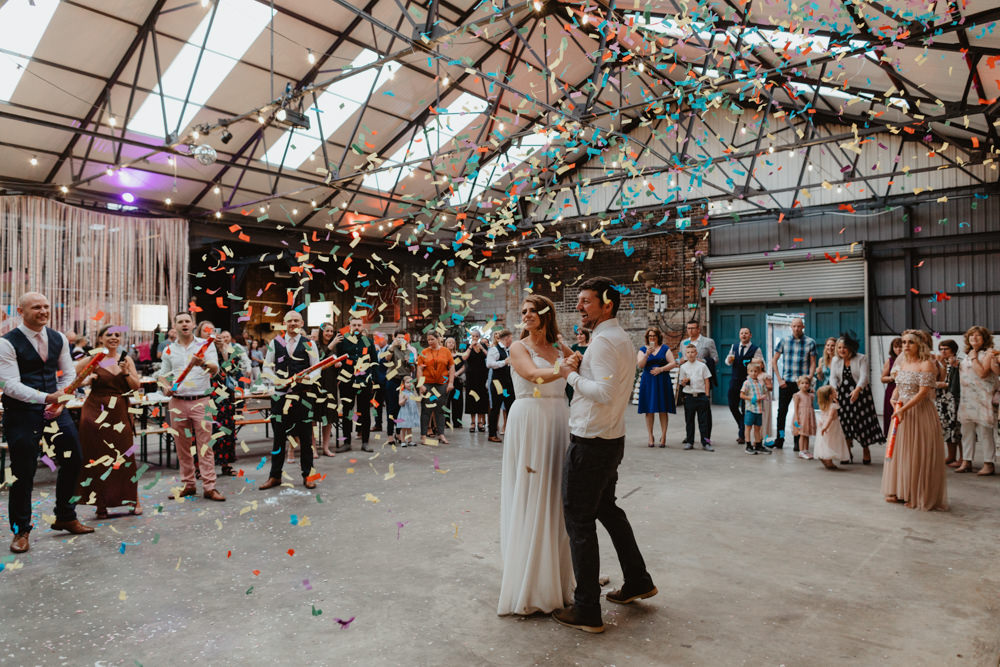 Confetti Cannon Dancefloor First Dance 92 Burton Road Wedding Stevie Jay Photography