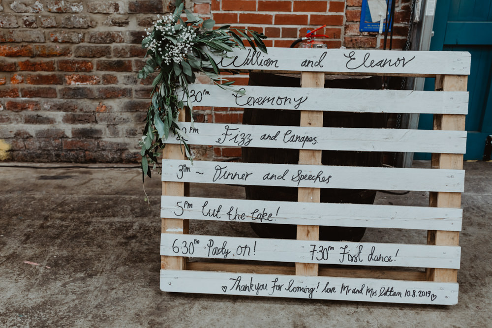 Painted Wooden Pallet Sign Signage Signs 92 Burton Road Wedding Stevie Jay Photography