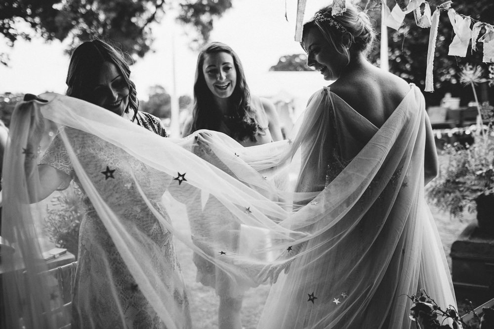 Dress Gown Bride Bridal Star Veil Glitter Tulle Princess Cape Alderford Lake Wedding Amy B Photography