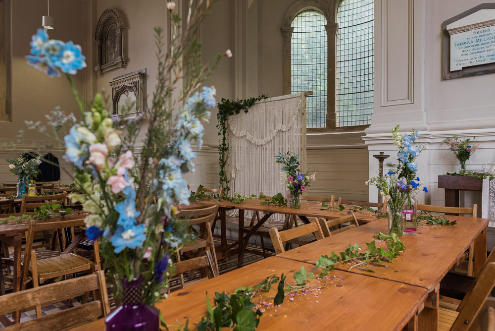 Table Decor Decorations Long Tables Flowers Macrame Backdrop Arnos Vale Cemetery Wedding Rob Smith Photographer