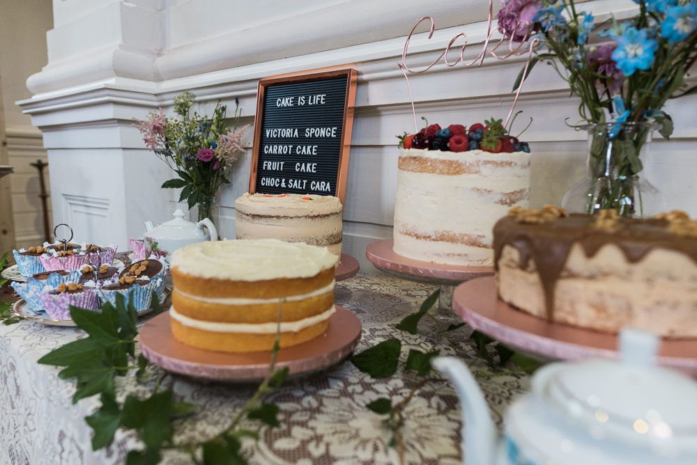 Cake Table Dessert Bar Pretty Flowers Lace Arnos Vale Cemetery Wedding Rob Smith Photographer