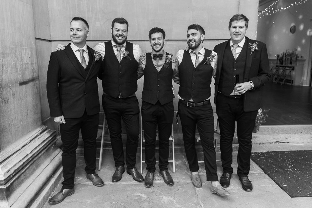 Groom Suit Bow Tie Waistcoat Braces Groomsmen Arnos Vale Cemetery Wedding Rob Smith Photographer