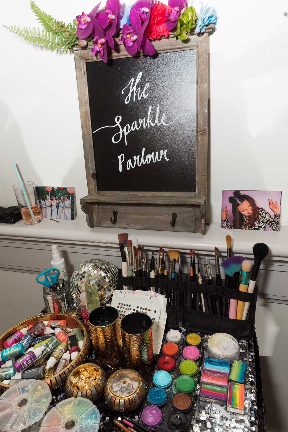 Glitter Make Up Stand Station Sparkle Arnos Vale Cemetery Wedding Rob Smith Photographer