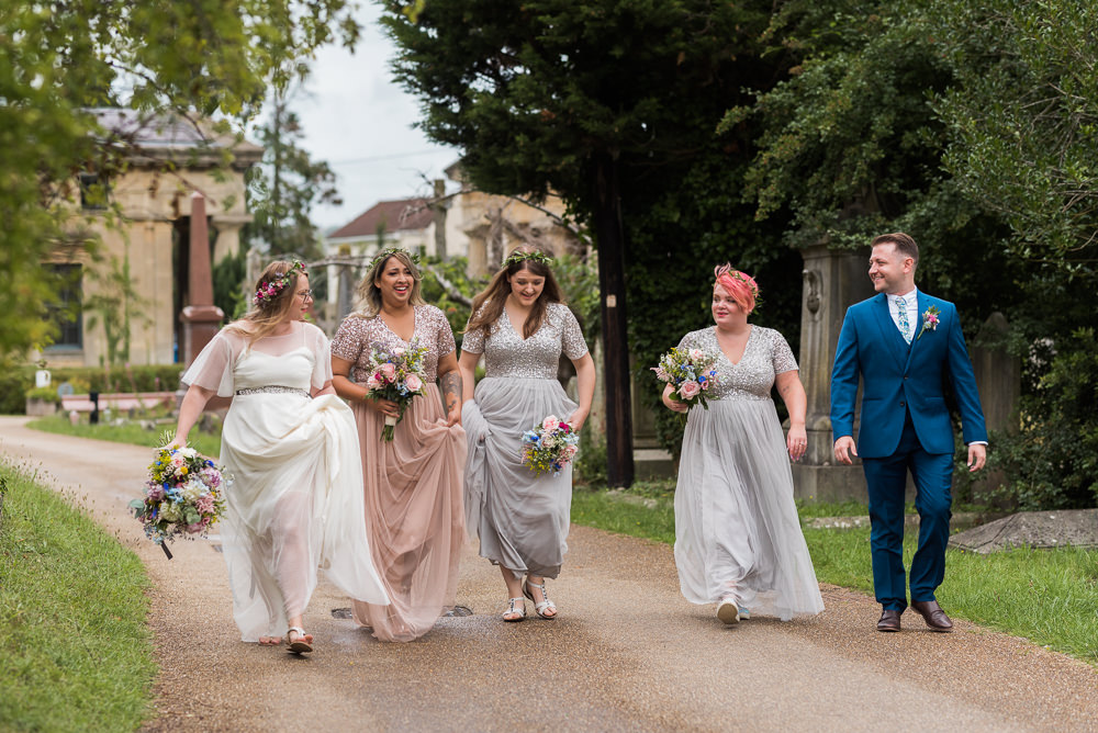 Bridesmaids Bridesmaid Dresses Dress Sequin Bridesman Arnos Vale Cemetery Wedding Rob Smith Photographer