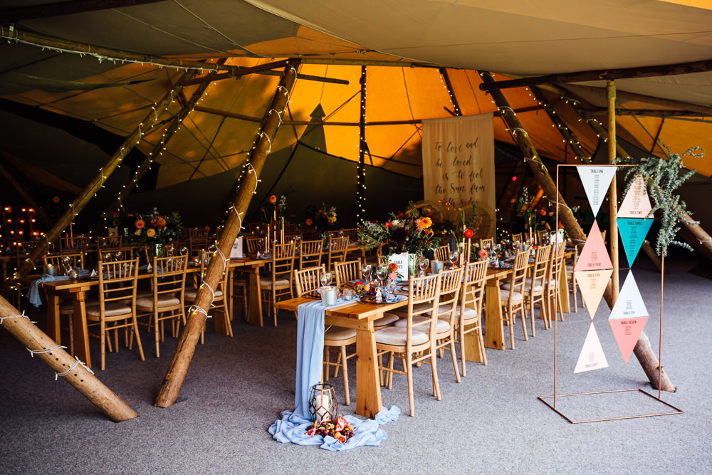 Tipi Decor Table Tablescape Flowers Candles Decor Decoration Silk Runner Autumn Festival Wedding Ideas Indigo and Violet Photography