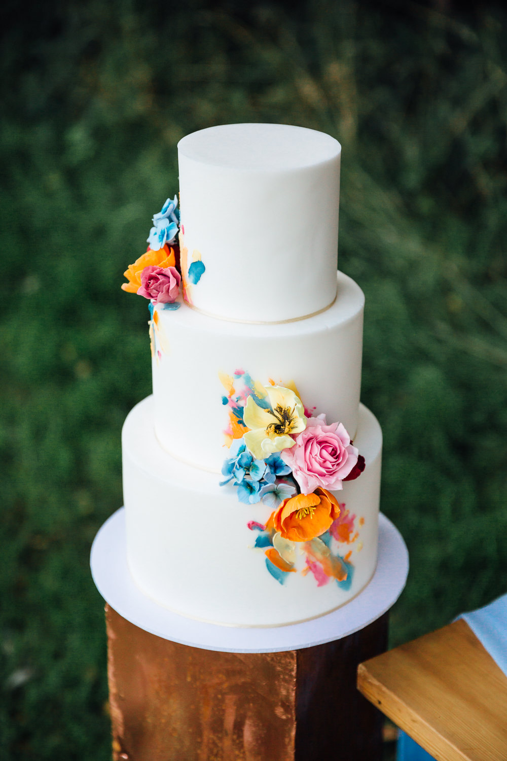 Colourful Floral Flowers Cake Autumn Festival Wedding Ideas Indigo and Violet Photography
