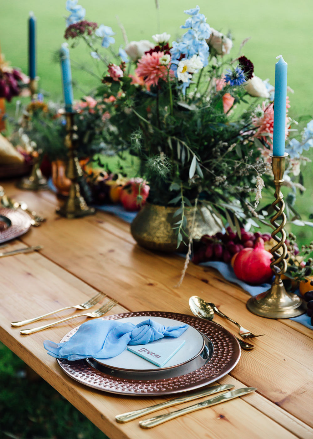 Decor Table Tablescape Flowers Candles Decoration Autumn Festival Wedding Ideas Indigo and Violet Photography