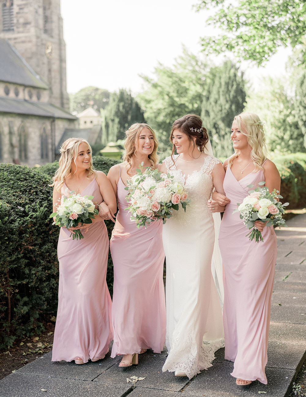 Long Pink Bridesmaid Bridesmaids Dress Dresses Beamish Hall Wedding Carn Patrick Photography