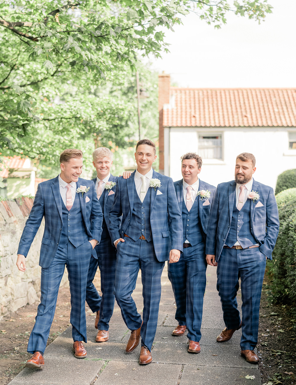 Groom Suit Blue Check Groomsmen Beamish Hall Wedding Carn Patrick Photography