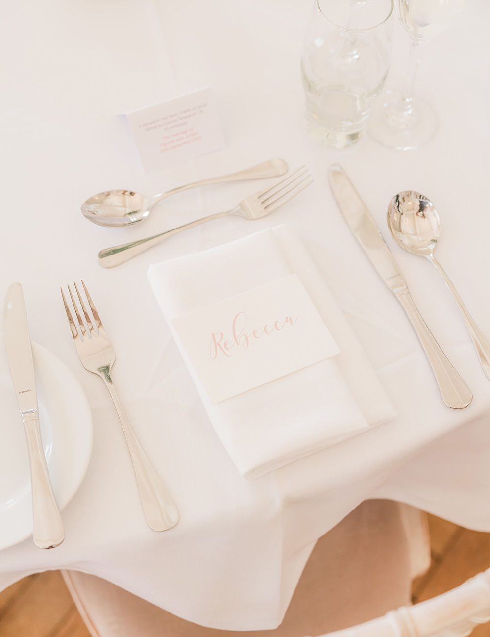 Place Setting Decor Calligraphy Place Name Beamish Hall Wedding Carn Patrick Photography