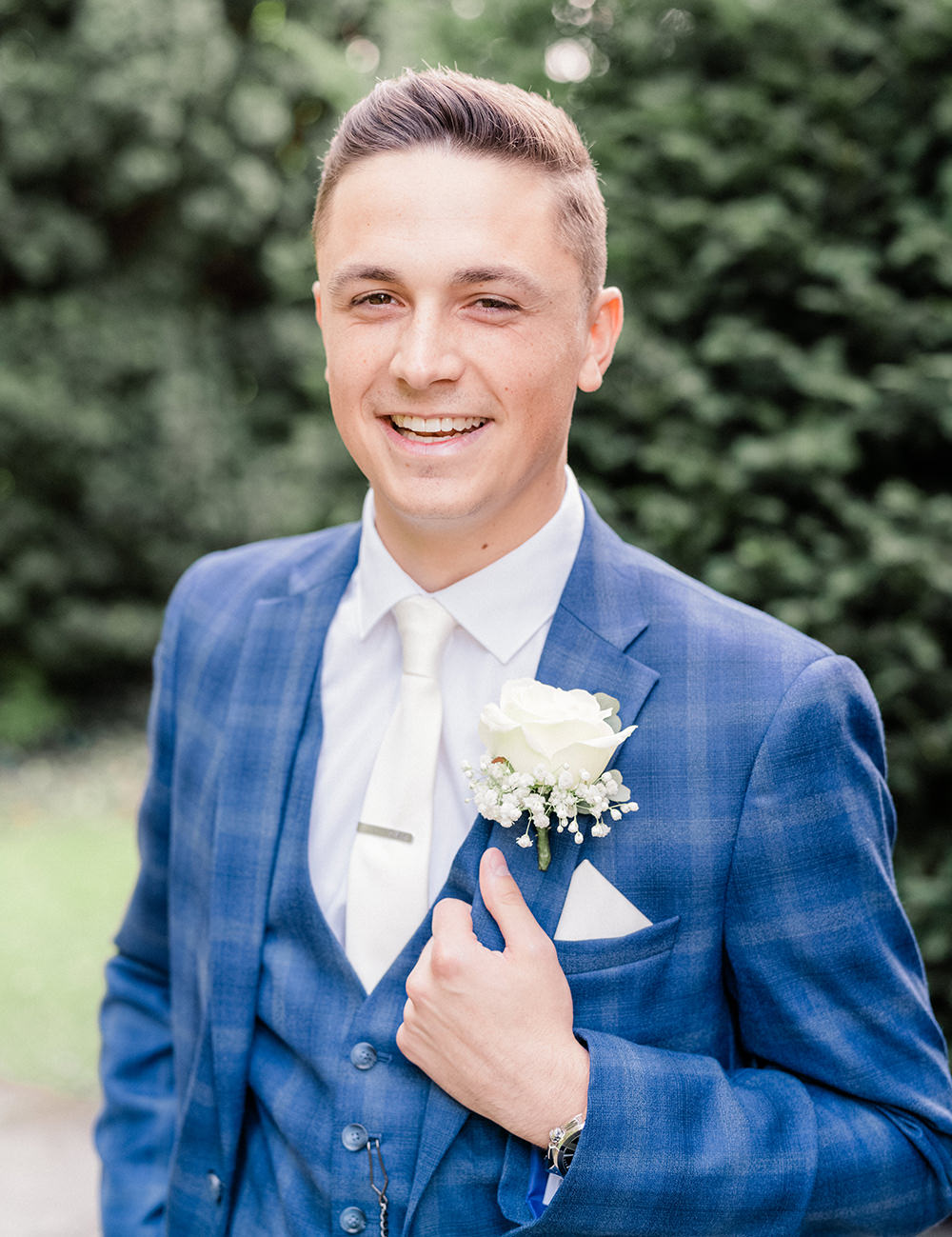 Groom Suit Blue Check Groomsmen Beamish Hall Wedding Carn Patrick Photography