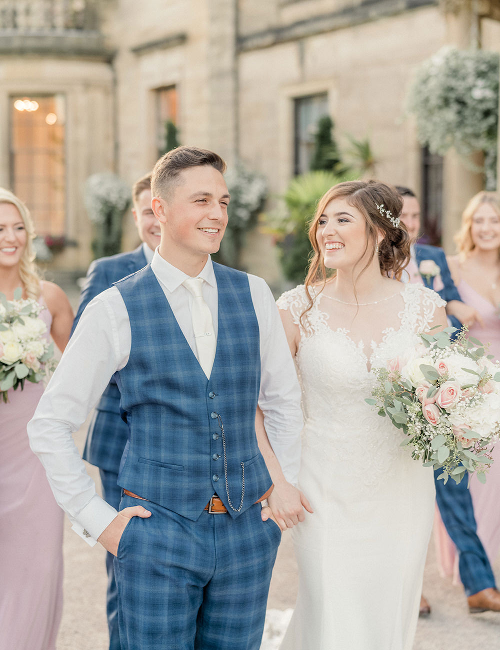 Dress Gown Bride Bridal Lace Pearl Fit Flare Beamish Hall Wedding Carn Patrick Photography