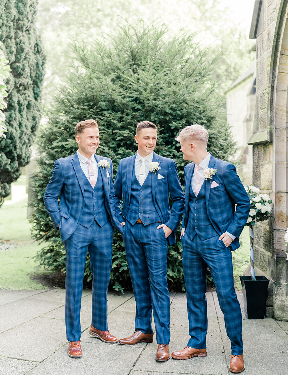 Groom Suit Blue Check Groomsmen Beamish Hall Wedding Carn Patrick Photography