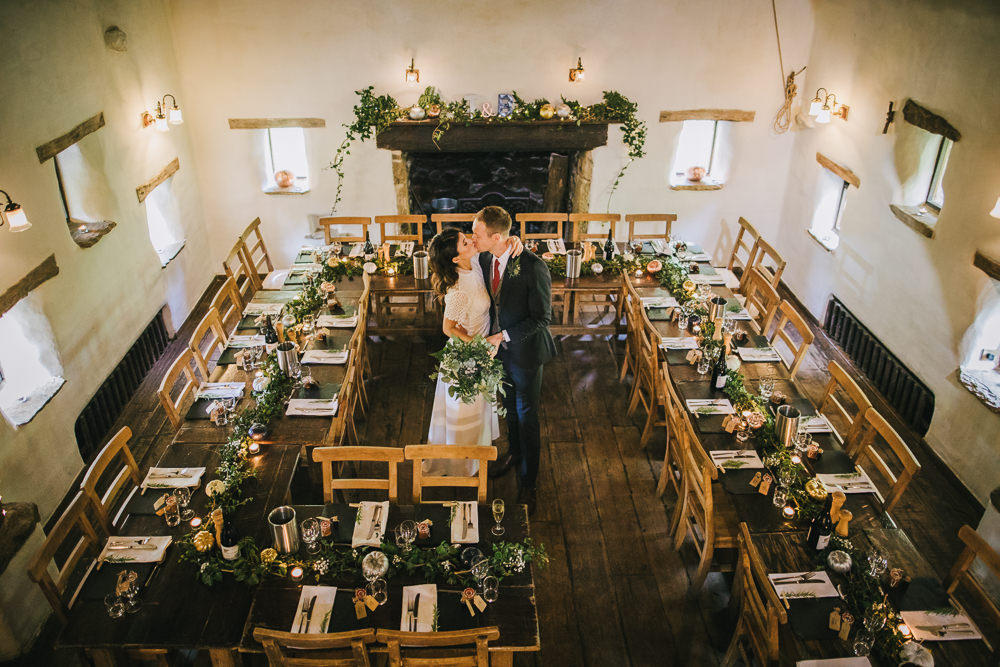 Table Decor Pumpkins Greenery Foliage Runner Swag Candles Cosy Autumn Wedding Amy Jordison Photography