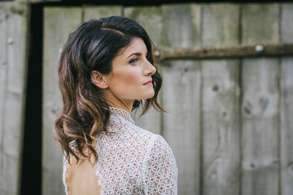 Bride Bridal Hair Make Up Short Waves Bob Cosy Autumn Wedding Amy Jordison Photography