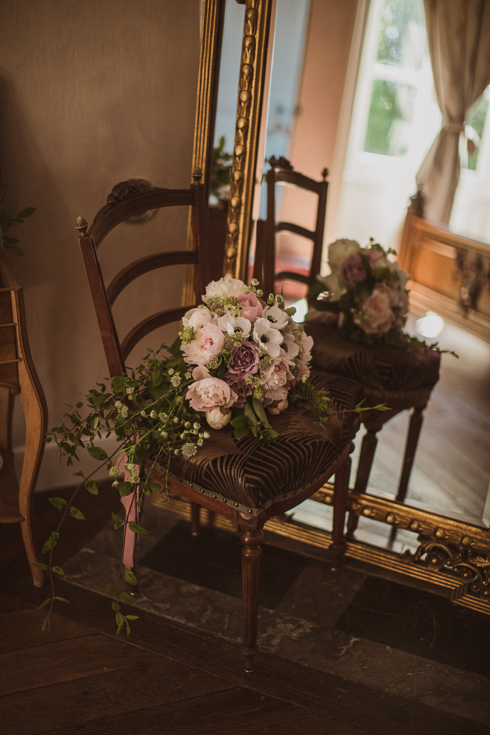 Bouquet Flowers Bride Bridal Anemones Silk Peonies Gypsophila Roses Eucalyptus Escape To The Chateau Wedding The Springles