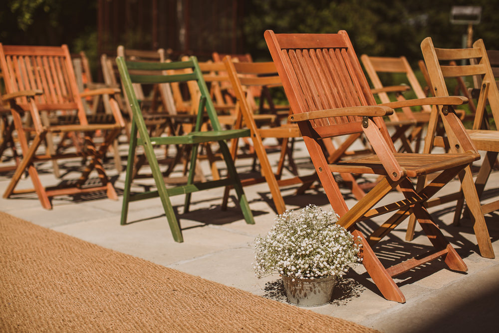Mismatched Ceremony Chairs Outdoors Gypsophila Escape To The Chateau Wedding The Springles