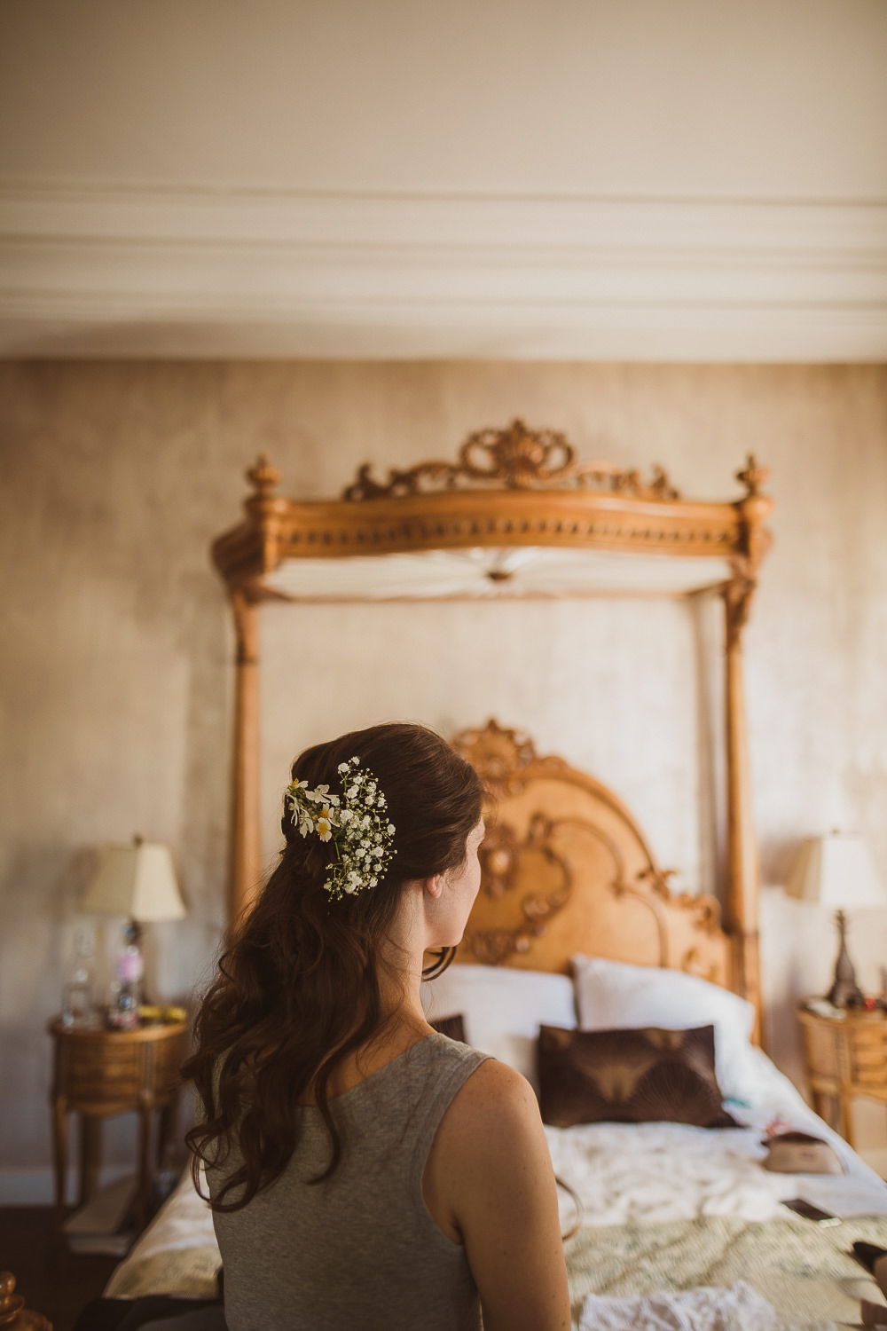 Bridesmaid Hair Style Up Do Flowers Escape To The Chateau Wedding The Springles