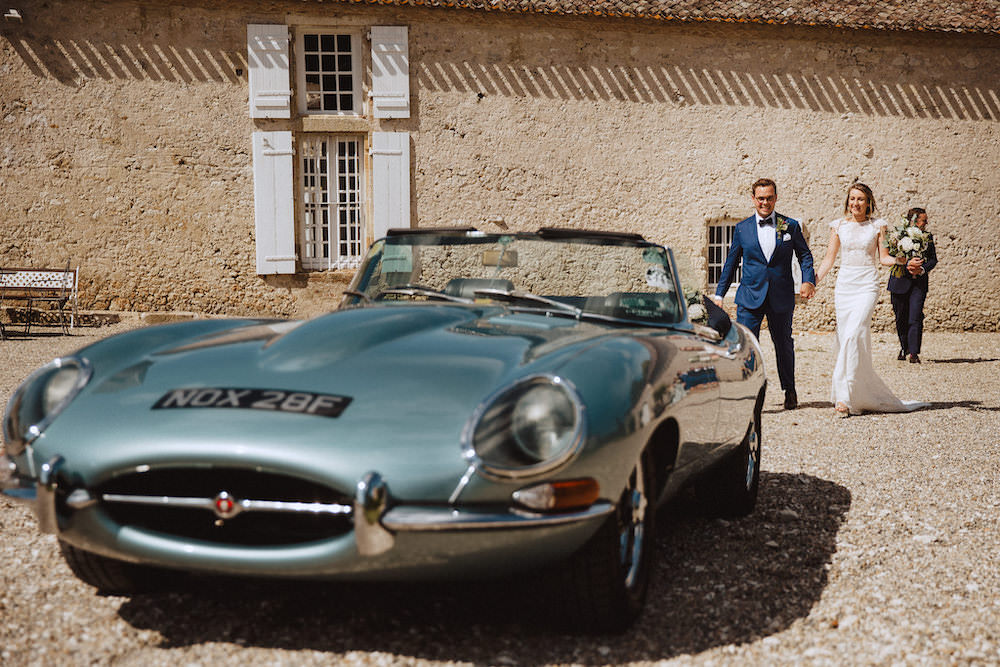 Classic Car Transport French Chateau Wedding Red On Blonde Photography