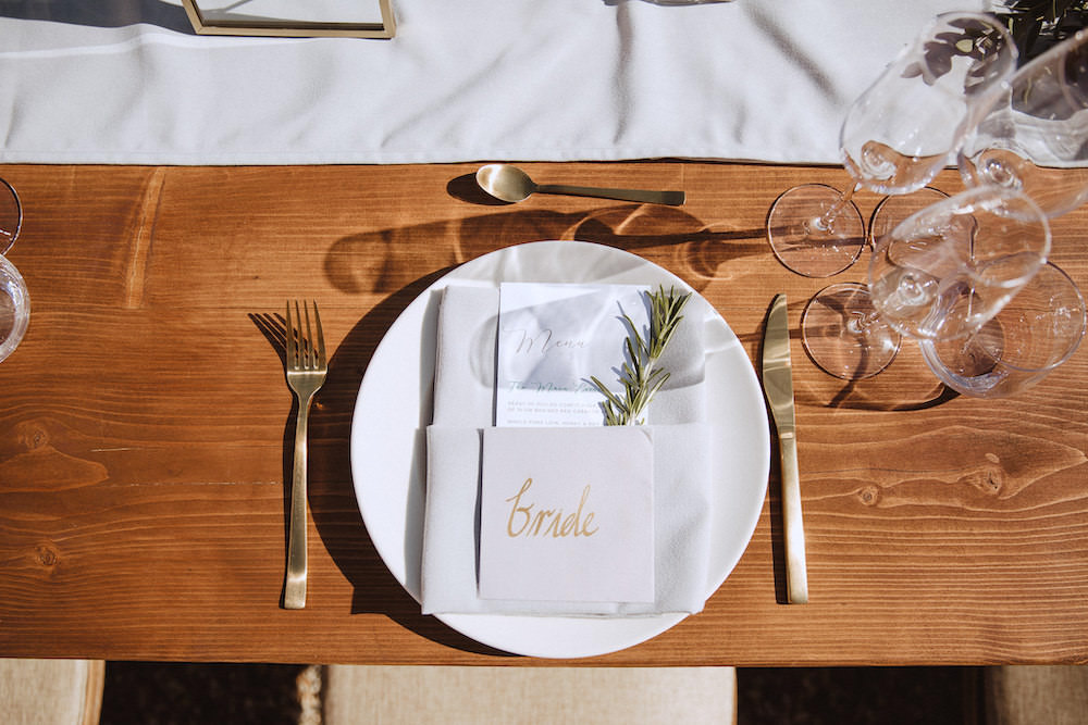 Place Setting Plate Napkin Rosemary Calligraphy Place Card French Chateau Wedding Red On Blonde Photography