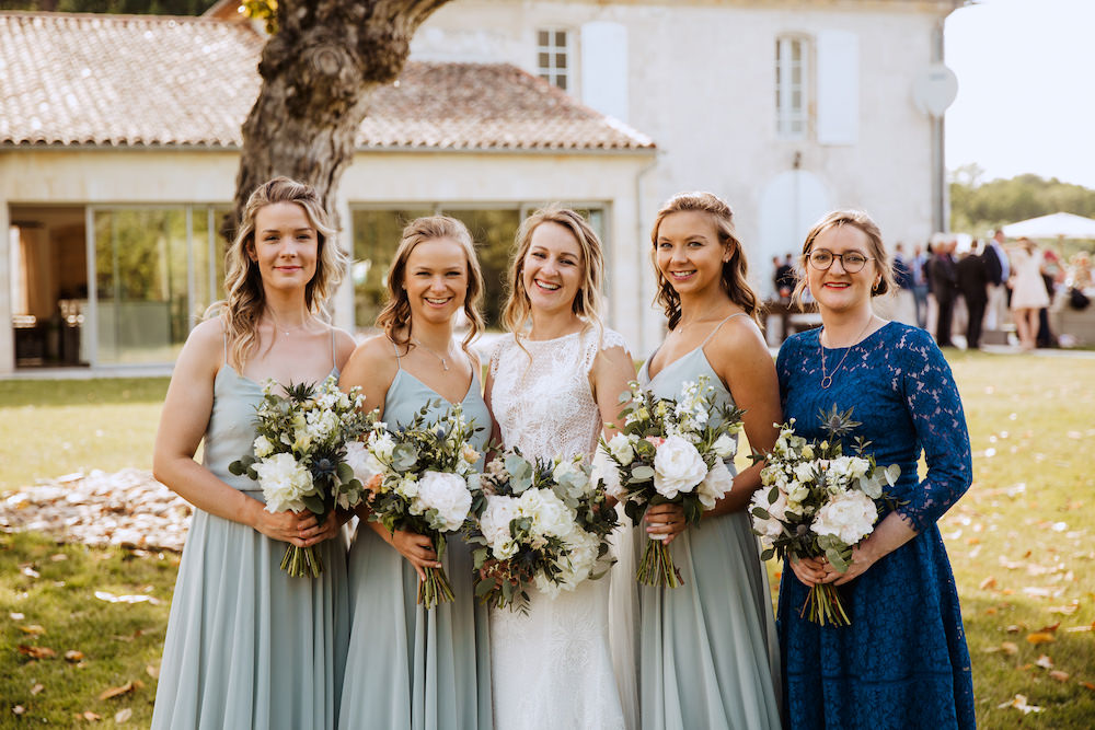 Bridesmaids Bridesmaid Dress Dresses Sage Green French Chateau Wedding Red On Blonde Photography
