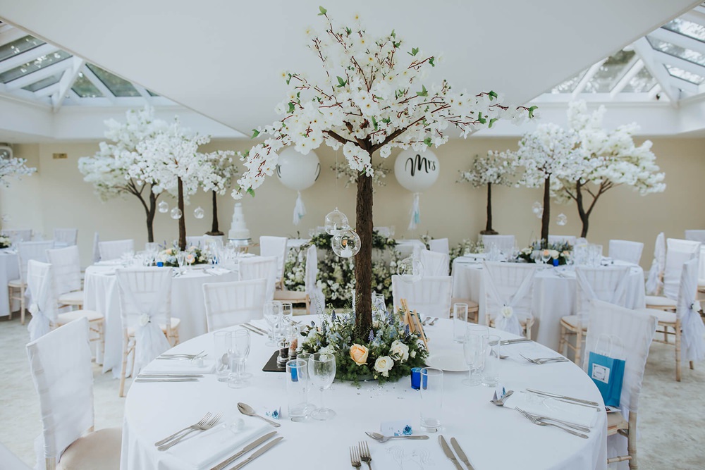 Tree Decor Decorations Centrepieces Blossom Flowers Pretty Hayne House Wedding Olegs Samsonovs Photography