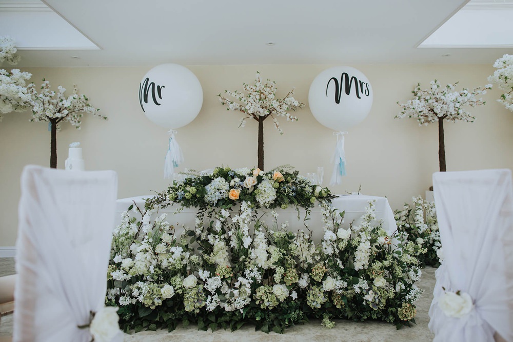 Tree Decor Decorations Centrepieces Blossom Flowers Pretty Top Table Hayne House Wedding Olegs Samsonovs Photography