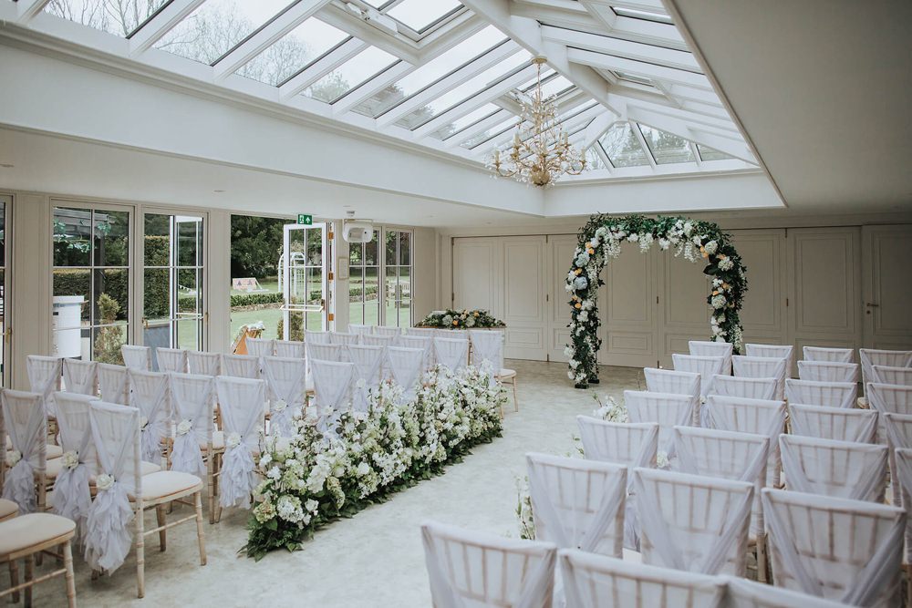 Flower Arch Ceremony Aisle Pew End Flowers Meadow Greenery Foliage Backdrop Hayne House Wedding Olegs Samsonovs Photography
