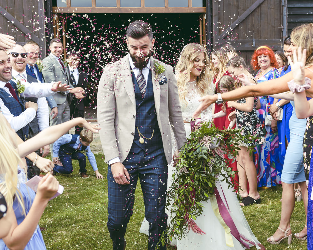 Large Oversized Cascading Bouquet Flowers Bride Bridal Greenery Foliage Protea Astilbe Kingshill Barn Wedding Sandra Reddin Photography
