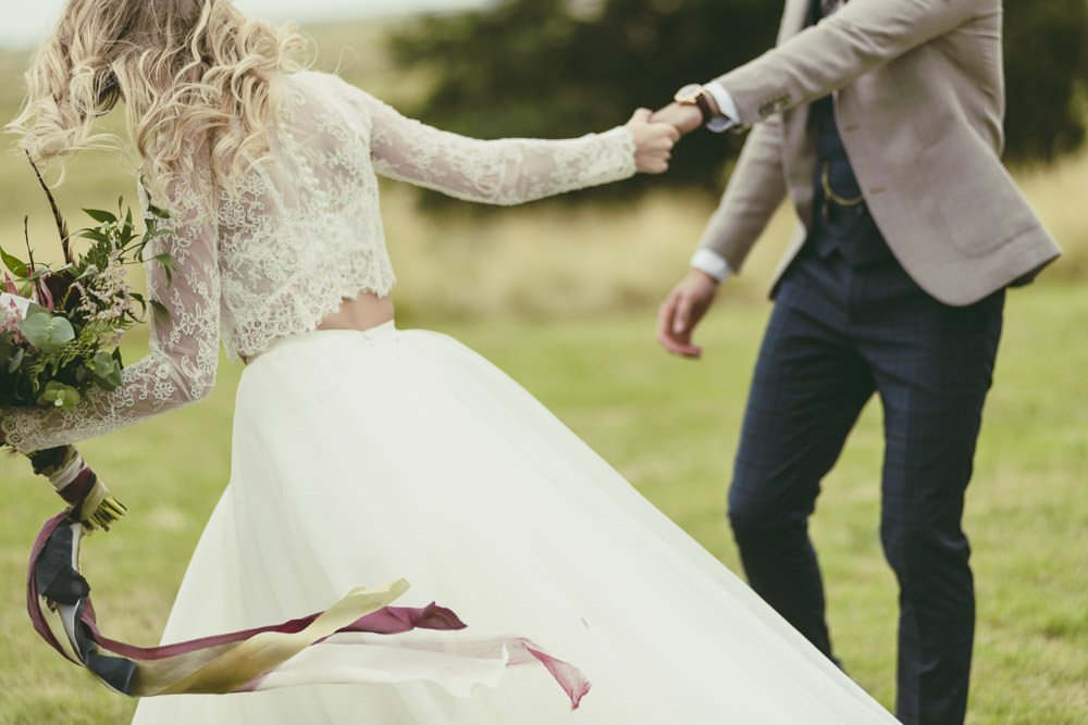 Dress Gown Bride Bridal from Karen Willis Holmes Two Piece Bridal Separates Skirt Top Tulle Lace Kingshill Barn Wedding Sandra Reddin Photography