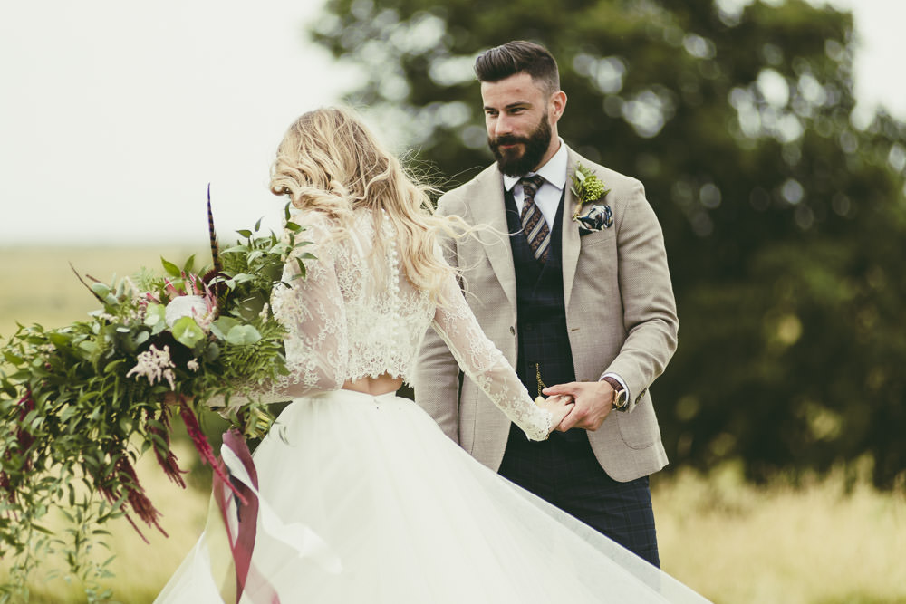 Dress Gown Bride Bridal from Karen Willis Holmes Two Piece Bridal Separates Skirt Top Tulle Lace Kingshill Barn Wedding Sandra Reddin Photography