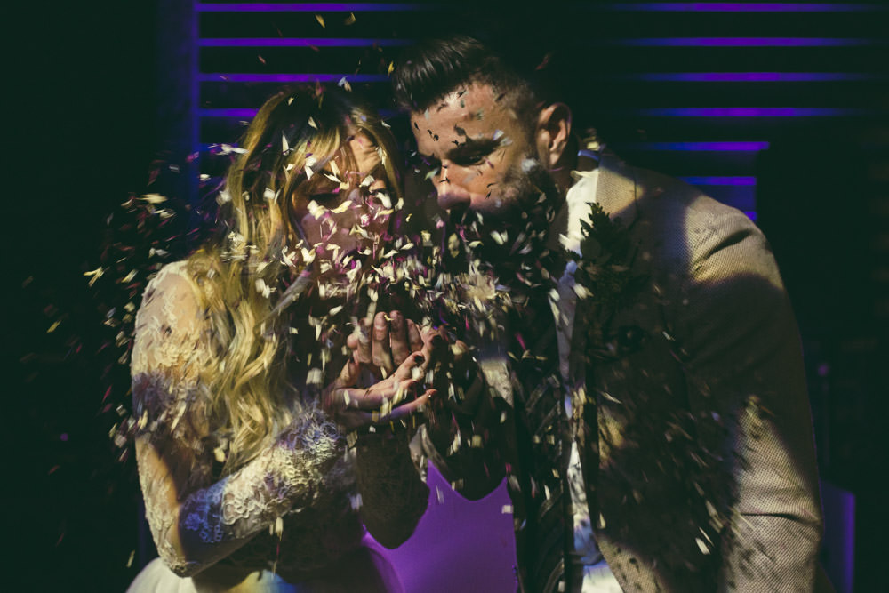 Confetti Sequins Glitter Kingshill Barn Wedding Sandra Reddin Photography