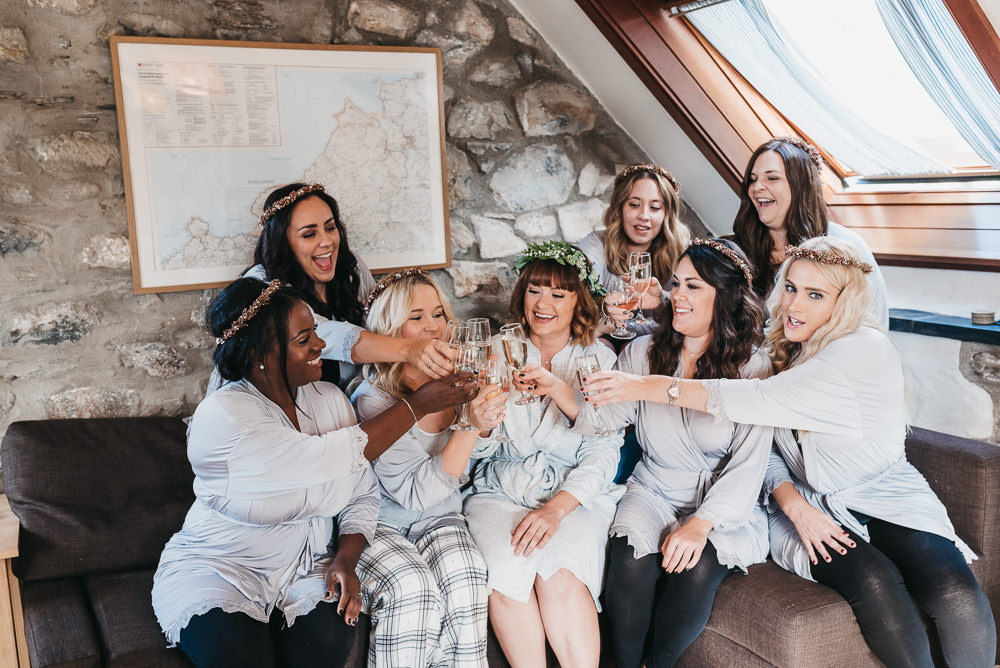 Bride Bridal Gowns Bridesmaids Floral Crowns Llys Meddyg Wedding Hannah Miles Photography