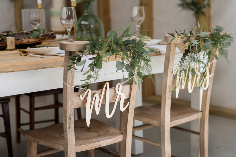 Sign Signage Signs Chairs Greenery Foliage Minimalist Wedding Ideas Nicola Belson Photography