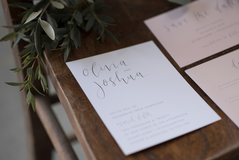 Stationery Invites Invitations Calligraphy Pink Minimalist Wedding Ideas Nicola Belson Photography