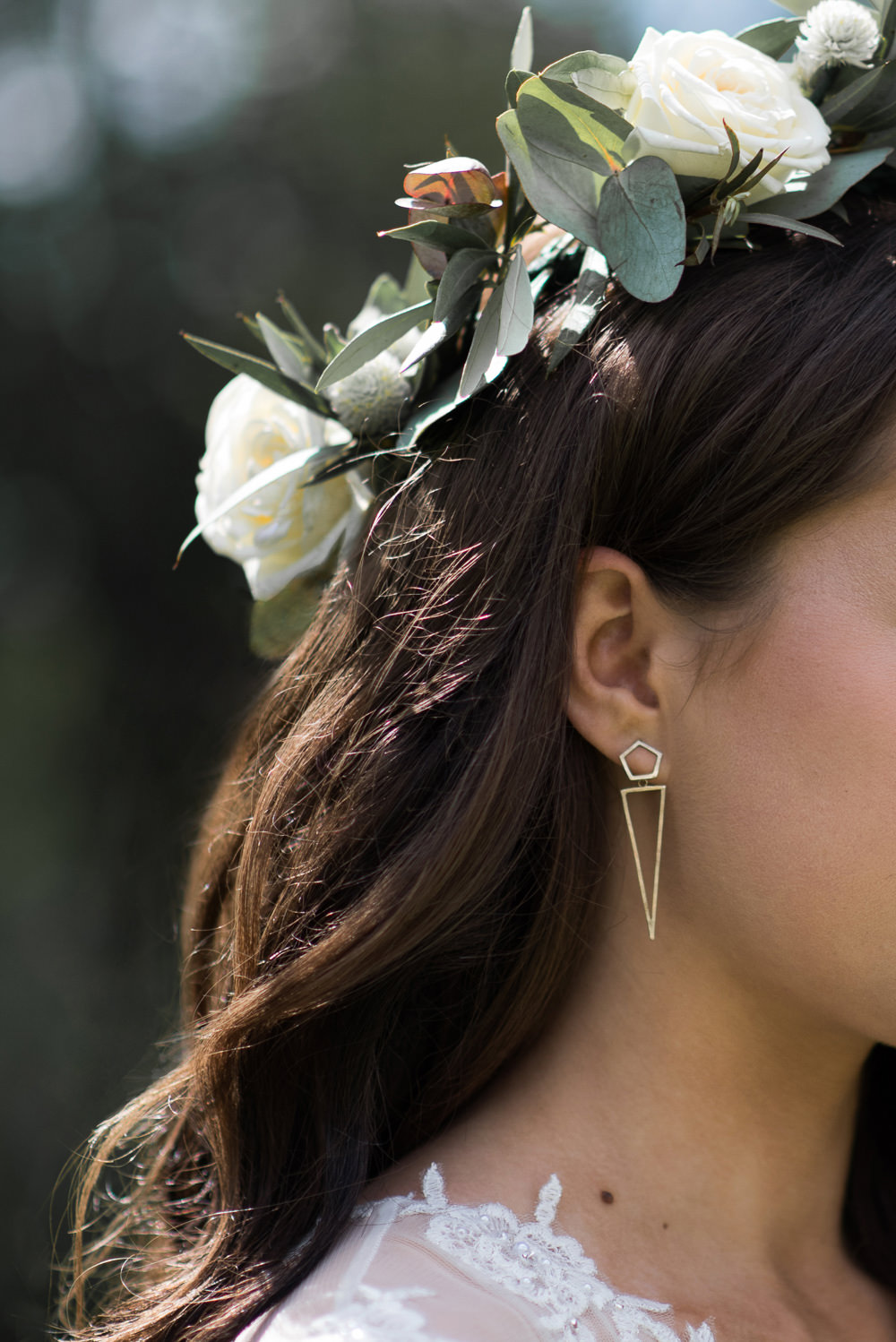 Geometric Gold Earrings Minimalist Wedding Ideas Nicola Belson Photography