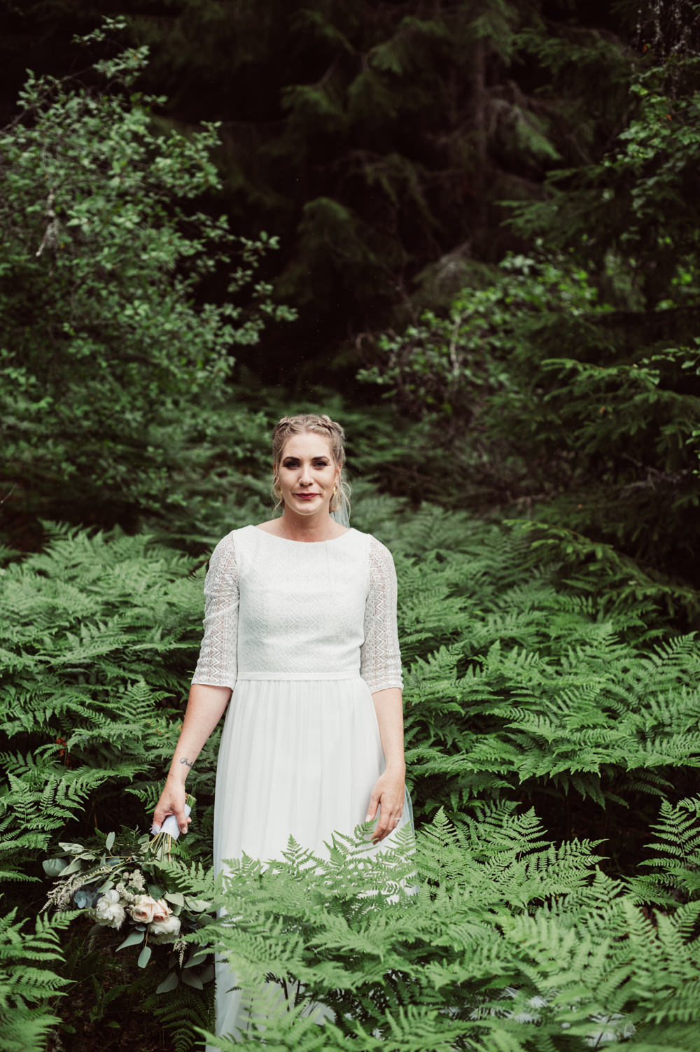 Bride Bridal Dress Gown Long Sleeves Lace Norway Wedding Maximilian Photography