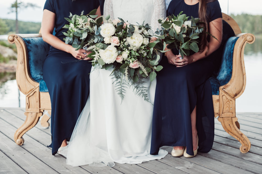 Bouquet Flowers Bride Bridal Bridesmaids Greenery Foliage Rose Peony Norway Wedding Maximilian Photography