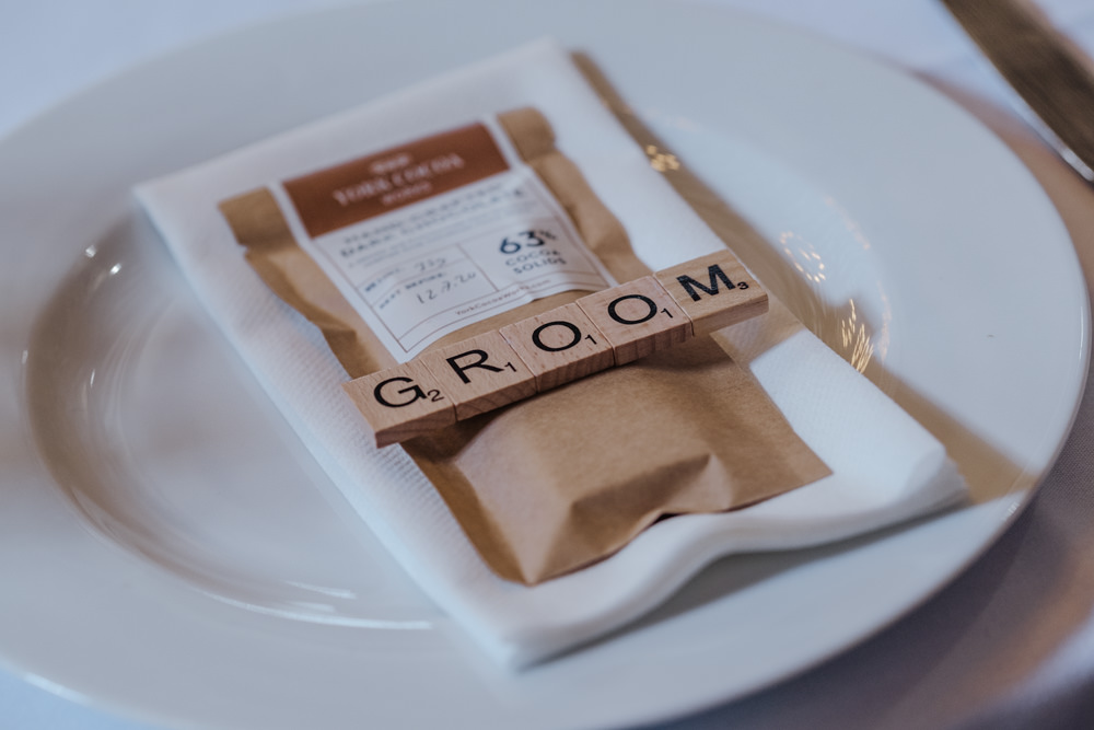 Place Card Name Groom Scrabble Oakwell Hall Wedding Jenna Kathleen Photographer